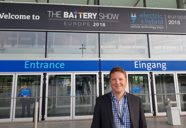 Sebastian Lüttig at Electric and Hybrid Vehicle Conference and Battery Show 2018 in Hannover