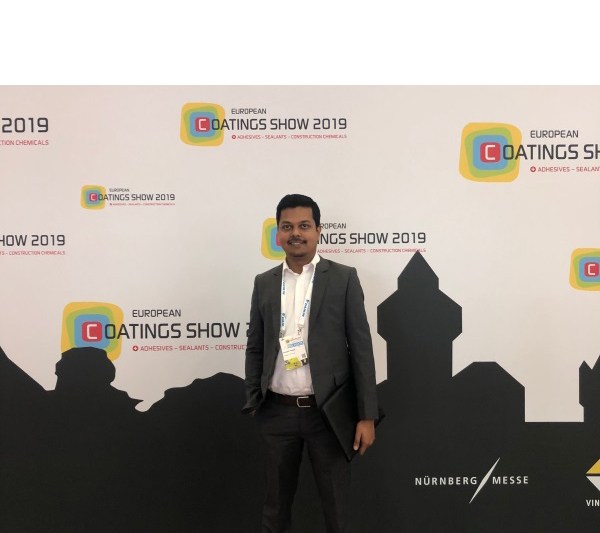 Dr. Vysakh Prasad at the European Coatings Show and Conference 2019 Dr. Vysakh Prasad at the European Coatings Show and Conference 2019
