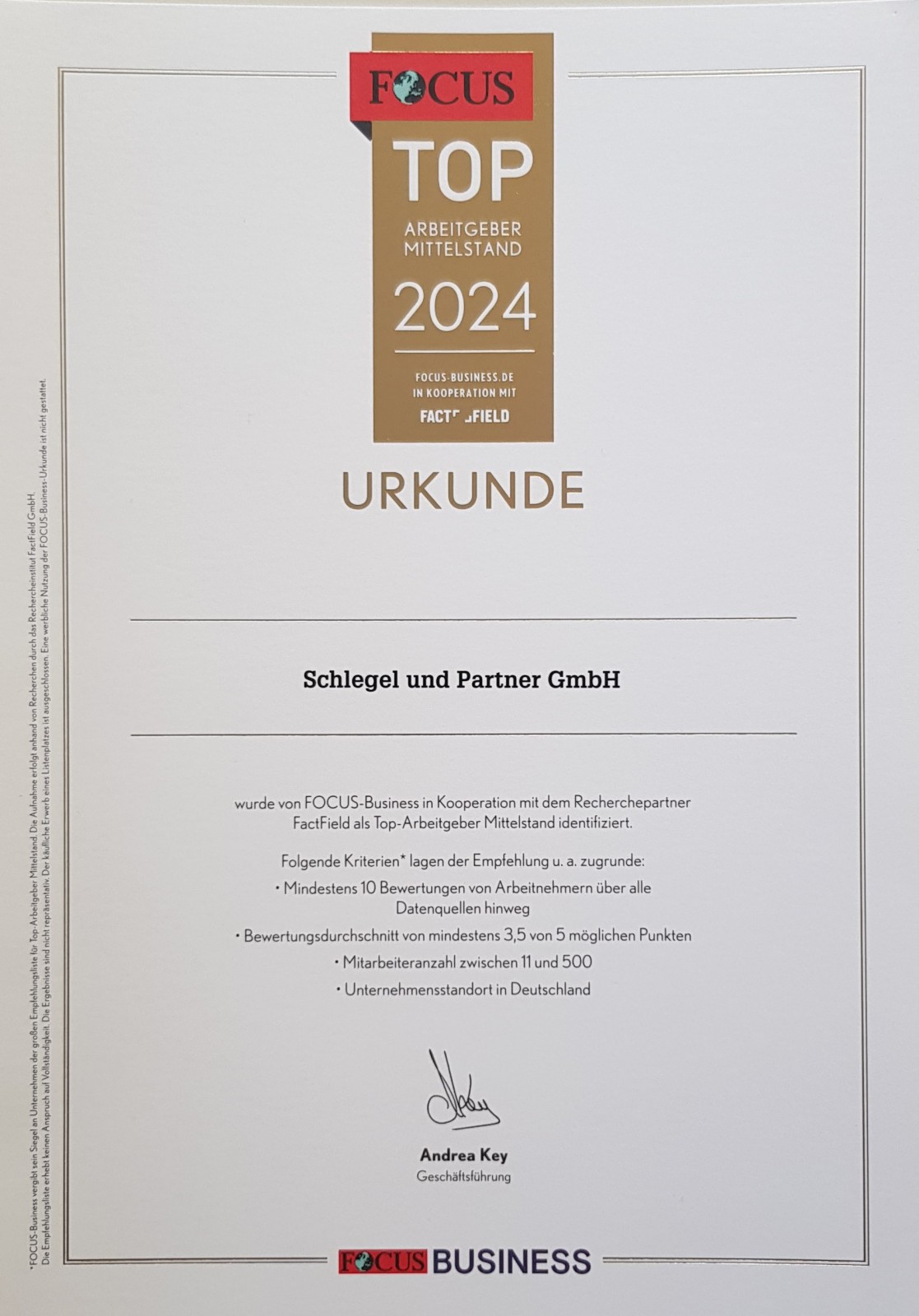 Schlegel und Partner GmbH is once more an award-winning employer